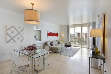 Living room - contemporary open concept living room idea in Miami