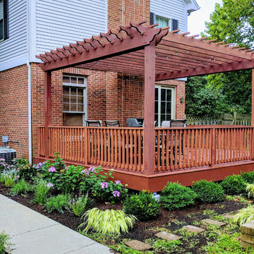 Stained Deck and Pergola with Angled Steps