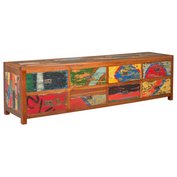 Dresser/Chest with 8 Drawers Made From Recycled Teak Wood Boats