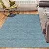 Sky Blue Thick and Plush Loomed Gabbeh Pure Wool Oriental Rug, 5'0"x6'10"