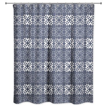 Navy Barn Star Spice Pattern 71x74 Shower Curtain