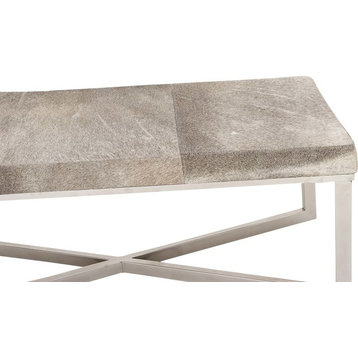 Contemporary Gray Leather Bench 59658