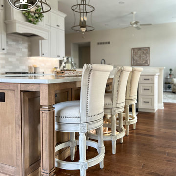 Bright & Timeless Kitchen Reorientation with Fireplace Refresh