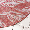 Unique Loom Rust Red Leaf Outdoor 4' Round Rug