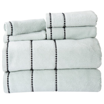 Lavish Home Quick Dry 100% Cotton Zero Twist 6 Piece Towel Set, Seafoam