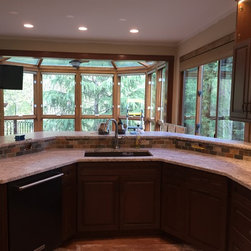 Colorful nature stone herringbone pattern backsplash - Products