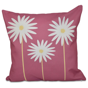 Daisy May Floral Print Pillow, Pink Cheeks, 16"x16"