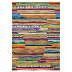 Company C - Jubilee Wool Hand Tufted 5'x8' Rug, Periwinkle - Hand tufted of 100% wool, our Jubilee rug is a kaleidoscope of color and texture. This area rug's colorful mix of horizontal stripes and subtly circular patterns is accented by strips of tufted wool felt for texture to enliven any room.