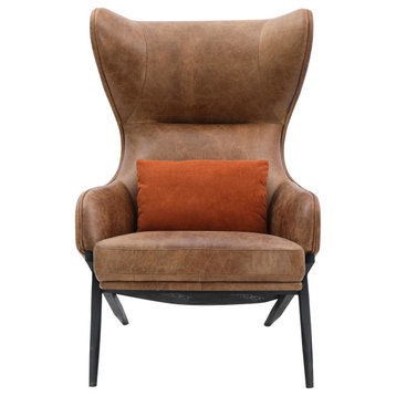 Amos Leather Accent Chair Open Road Brown Leather