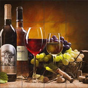 Ceramic Tile Mural Backsplash, A Taste of Napa Valley by David Miller, 25.5"x17"
