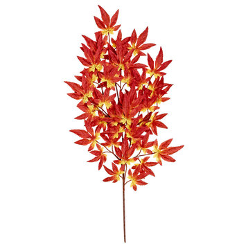 26" Japanese Maple Leaf Spray With 45 Leaves Red