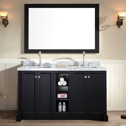 Ace 61 inch Contemporary Double Sink Bathroom Vanity Set in Black Finish - Bathroom Vanities And Sink Consoles