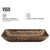 VIGO Rectangular Russet Glass Vessel Sink and Faucet Set, Golden