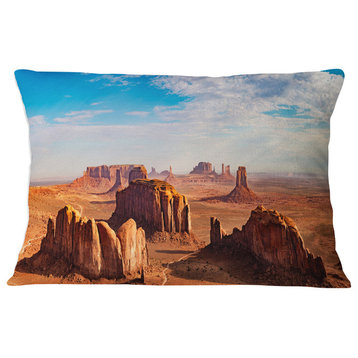 Monument Valley Aerial Sky View Landscape Printed Throw Pillow, 12"x20"