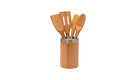 Bamboo Tool Holder With Metal Trim & 4 Tools