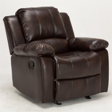 Comfort Pointe Clifton Burnished Brown Faux Leather Glider Rocker Recliner