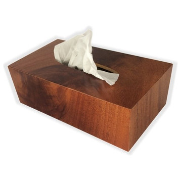 Tissue Box Cover in Crotch Mahogany Wood, Junior Rectangular Size