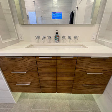 Extra Tall Quartz Countertop With Double Faucets & Single Sink
