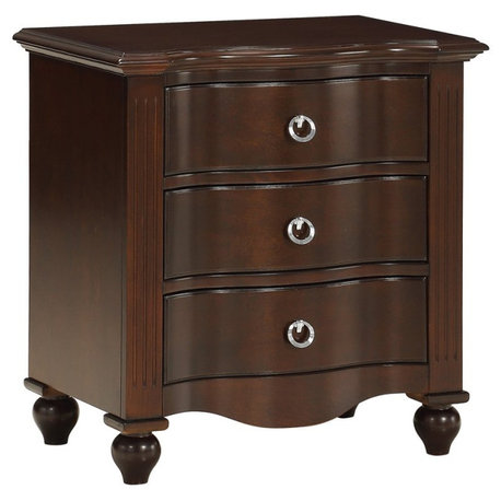 Lexicon Meghan 3 Dovetail Drawers Traditional Wood Night Stand in Espresso