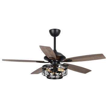 52 in 5 Blades Ceiling Fan with Remote Control in Matte Black