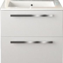 Italian 24 inch Modern Wall Mounted Bathroom Vanity White Glossy Finish - Bathroom Vanities And Sink Consoles