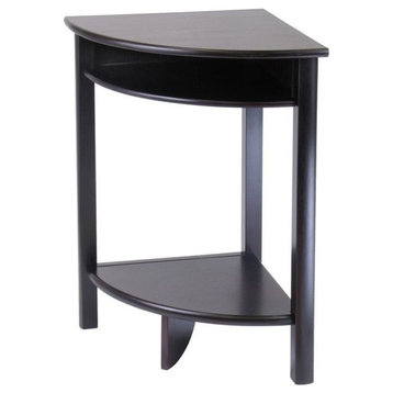 Pemberly Row Transitional Solid Wood Corner End Table in Espresso