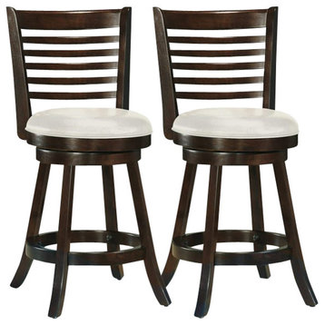 CorLiving Counter Height Espresso Stained Wood Barstool - Set of 2