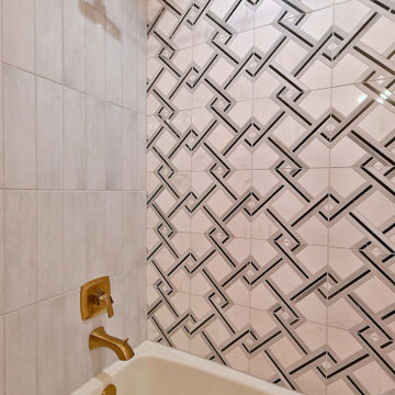 Mid-Century Modern Geometric Tile Tub Surround