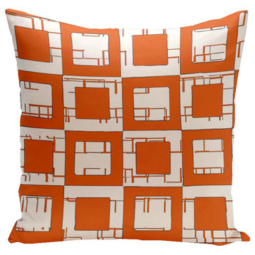 Geometric Decorative Pillow, Celosia Orange, 20"x20"