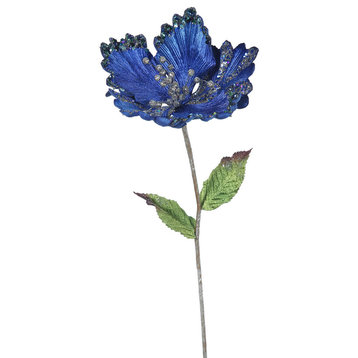 Vickerman 23" Hibiscus, 8" Flower, Set of 3, Blue