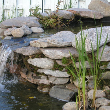 Pond Waterfall and Wall Waterfall with Flagstones