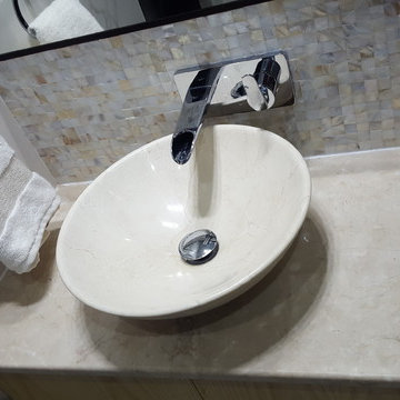 Warm cozy modern bathroom