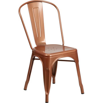 Roseto FFOF63345 Vintage 18"W Bistro Farmhouse Metal Dining Chair - Copper