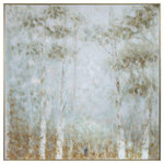Uttermost - Uttermost Cotton Woods Hand Painted Canvas - This Contemporary, Hand Painted Artwork On Canvas Uses Soft, Smooth Strokes And Light Texturing To Create A Calming Woodland Scene. Soft White, Gray, Tan, And Light Green-blue Hues Are Used To Create A Peaceful, Yet Expressive Quality Piece. A Warm-toned Antique Silver Gallery Frame Surrounds The Artwork. Due To The Handcrafted Nature Of This Artwork, Each Piece May Have Subtle Differences.