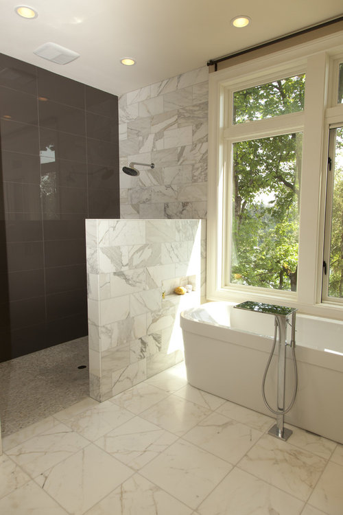 Half wall, Half glass shower