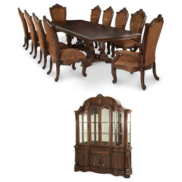 Windsor Court Rectangular Dining Room Set, Vintage-Style Fruitwood, 10-Piece Set