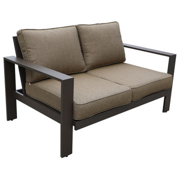 Colorado Outdoor Brown Aluminum Framed Garden Loveseat With Chocolate Cushions