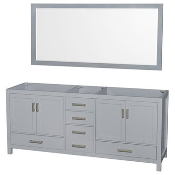 Wyndham Collection Sheffield 79" Wood Double Bathroom Vanity in Gray/Chrome