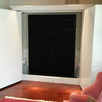 Custom White Murphy Library Bed with Crown Moulding