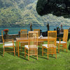 7 Piece Teak Wood 71" Patio Bistro Dining Set With 2 Arm Chairs, 4 Side Chairs