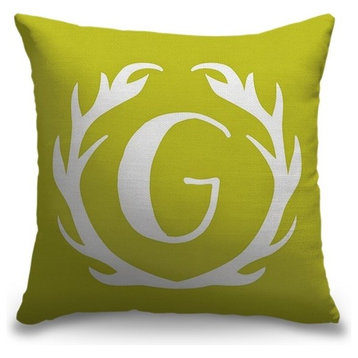 "Letter G - Grunge Antlers" Outdoor Pillow 18"x18"