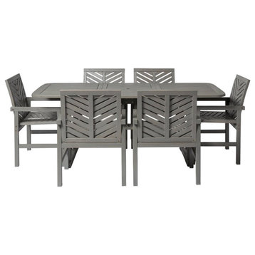 7-Piece Extendable Outdoor Patio Dining Set in Gray Wash
