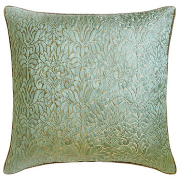 Blue Jacquard Silk Damask 24"x24" Throw Pillow Cover Soroush