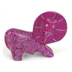 Smolart - Handcrafted Mini Soapstone Funky Lion Sculpture, Purple, Smolart - Decorative Objects And Figurines