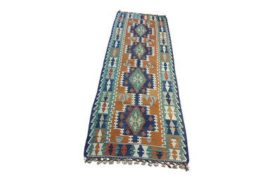 Kilim Runner Turkish Colorful Vintage Style Rug  7.7’ x 2.6’  100% Quality Wool