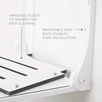 Silhouette Folding Wall Mount Shower Bench Seat, White Seat, Silver Frame