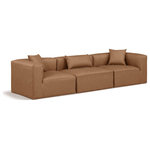 Meridian Furniture - Cube Upholstered Modular Sofa, Brown, 3-Piece: 1 Armless Chair, 2 Corner Chair, Vegan Leather - Elevate your space with the luxurious Cube Vegan Leather Modular Sofa. This modular sofa exudes modern elegance, charm, and comfort making it a perfect addition to any contemporary living space. Its clean lines and cube shape are reminiscent of minimalist design, while the plush brown vegan leather upholstery adds a touch of luxury and sophistication. The chair's versatile construction and geometric aesthetic seamlessly integrate into various design styles, from sleek living rooms to chic home offices, embodying the essence of modern design and creating a sense of order and tranquility in your space.