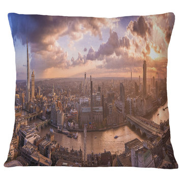 Sunset Through Clouds in London Photography Throw Pillow, 16"x16"