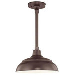 Millennium Lighting - Millennium Lighting RWHS14-ABR R Series - 14" Warehouse Shade - RWHS14-ABR is pendant onlyMay be ceiling hung with stems (shown with RS-1ABR) and canopy kit (RSCK-ABR)May be wall hung with Goose NeckOptional Wire Guard (RWG14-ABR) is also available.R Series 14" One Light Warehouse Stem Hung Pendant Architectural Bronze *UL: Suitable for wet locations*Energy Star Qualified: n/a  *ADA Certified: n/a  *Number of Lights: Lamp: 1-*Wattage:200w A bulb(s) *Bulb Included:No *Bulb Type:A *Finish Type:Architectural Bronze