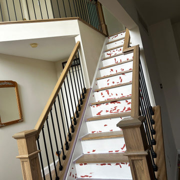 Red Oak Staircase Remodel with Custom Handrails - Bensalem PA